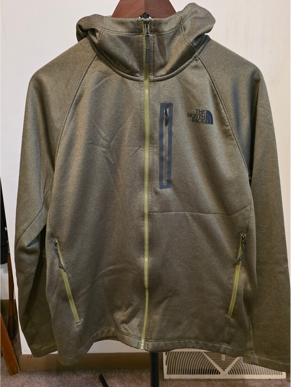 The North Face olive hooded zip jacket